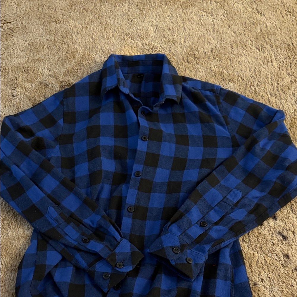 Blue and Black Checkered Men's Shirt